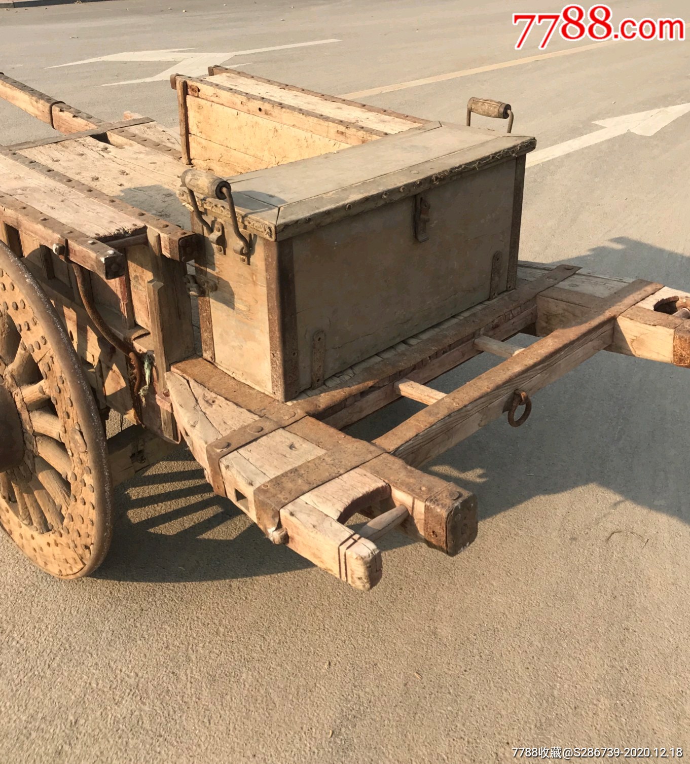 马车～原装货,清代此车带刹车后边带保险箱铁艺真好长3.6米宽118厘米