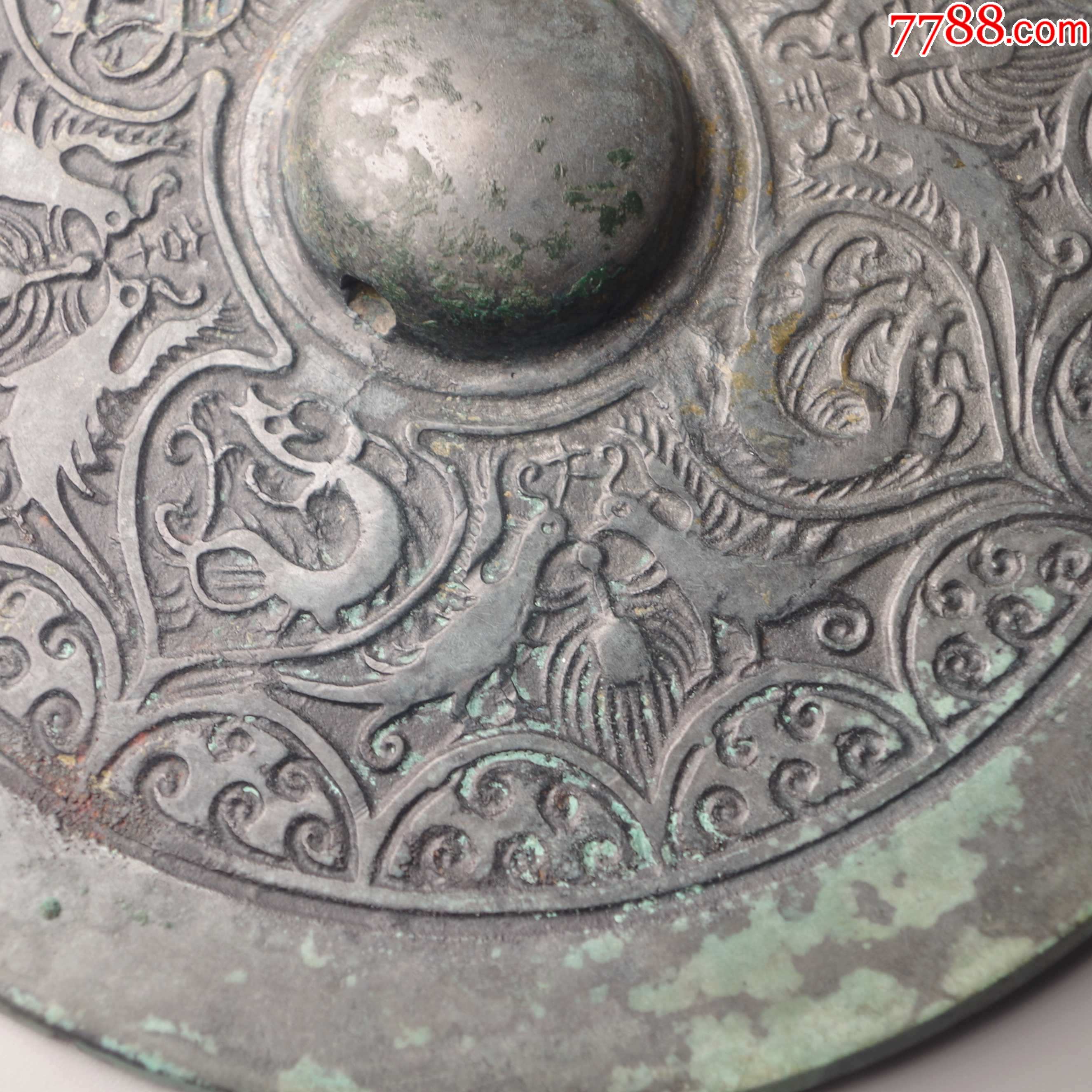 三国六朝变形四叶瑞兽对凤镜青铜镜收藏艺术品_铜镜_图片鉴定_收藏
