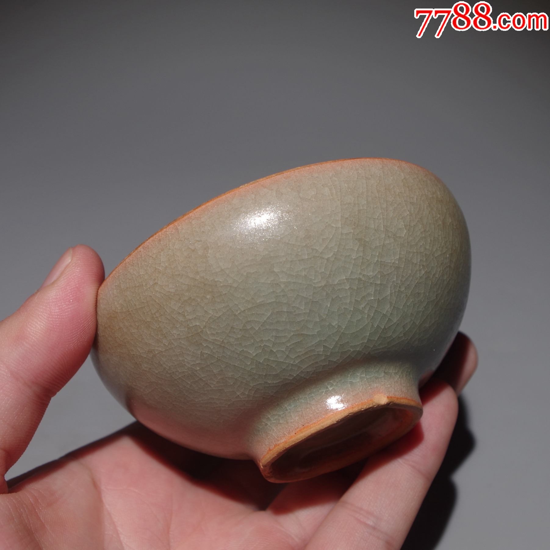 南宋龙泉窑冰裂纹芒口杯高古瓷宋瓷茶盏茶杯