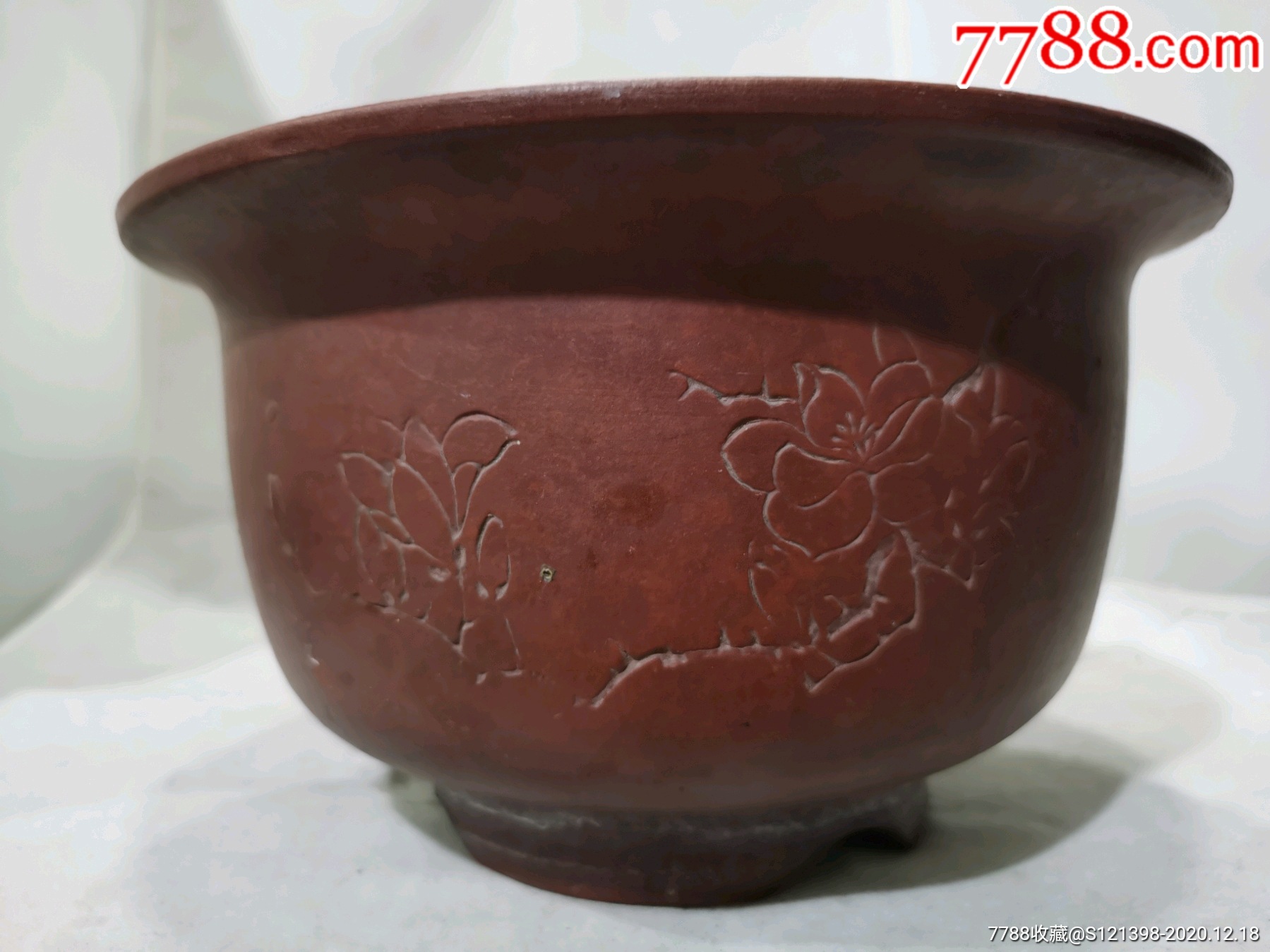 红雨刻紫砂花盆