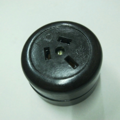 70-80年代库存老电器胶木三线电源插座_厚德福