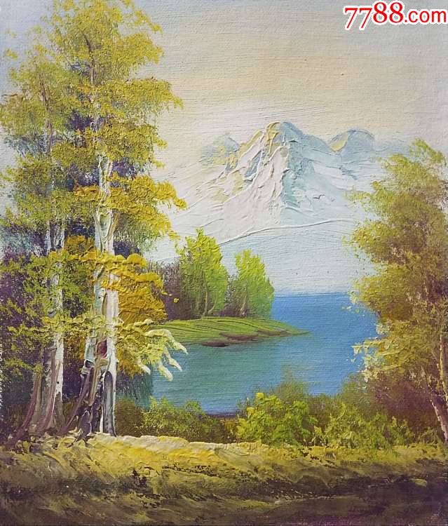 雪山风景油画手绘美