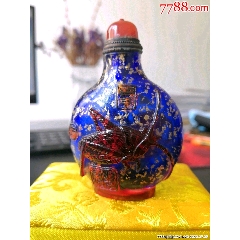 精品老琉璃内画山水人物套料鼻烟壶-鼻烟壶-7788旧书网
