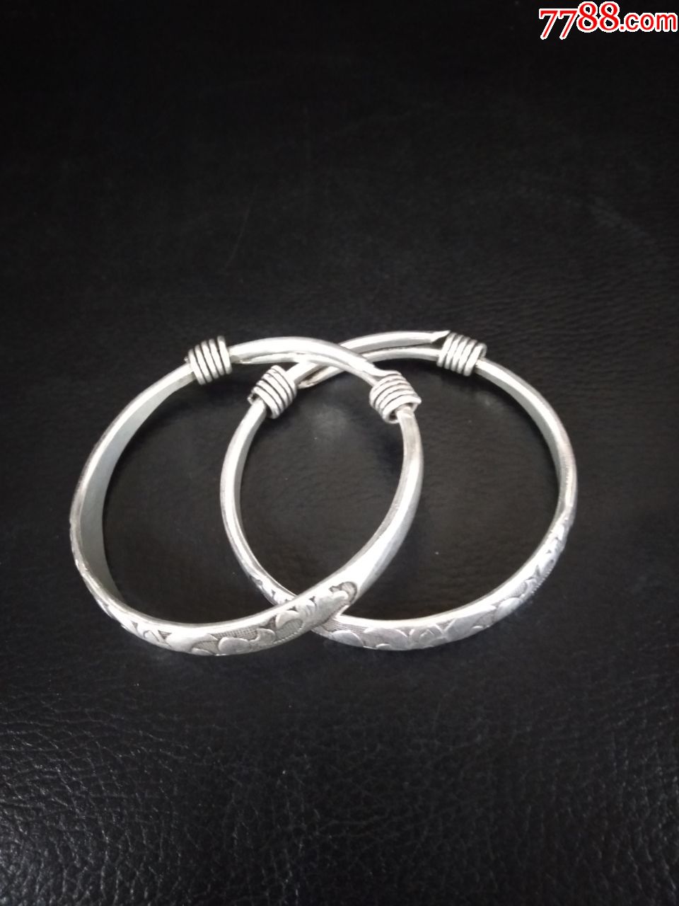 老北京张记足银手镯一对,包邮.-其他银器-7788铜镜收藏