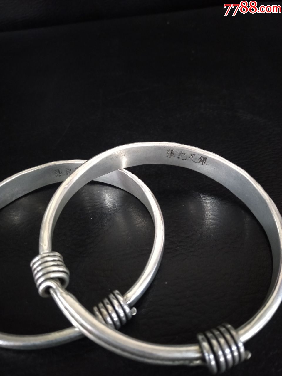 老北京张记足银手镯一对,包邮.-其他银器-7788铜镜收藏