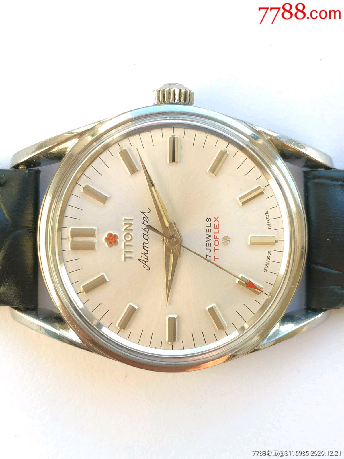 瑞士梅花表titoni瑞士中性古董表收藏复古老瑞士手表