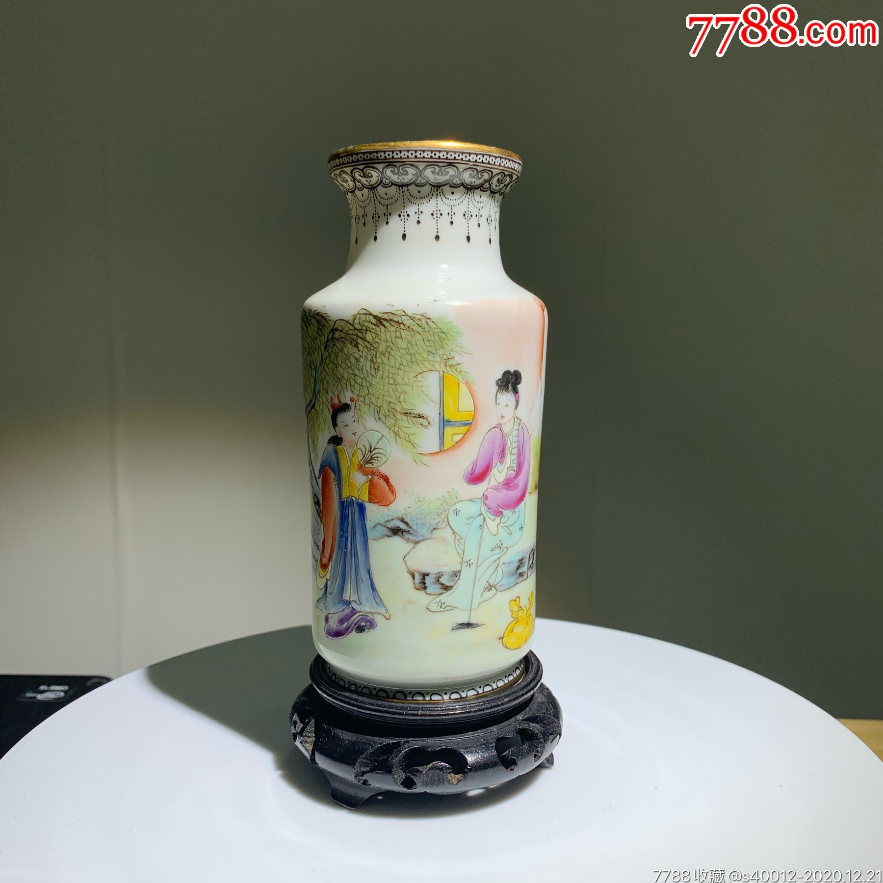 民国新粉彩红楼梦棒槌瓶-价格:2600元-se77374232-彩绘瓷/彩瓷-零售