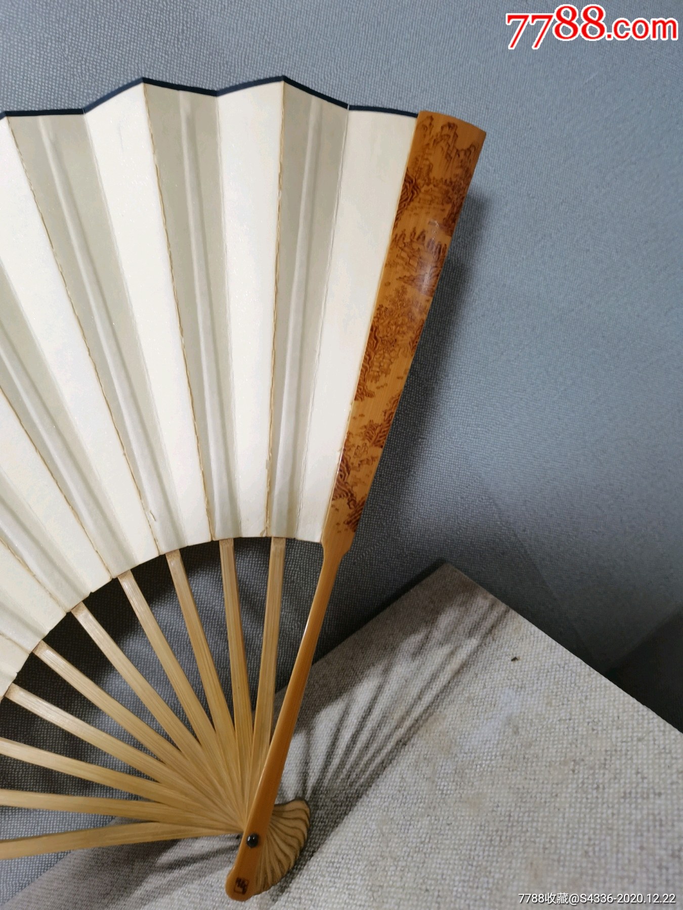 民国精美烫画非物质文化遗产山水扇骨扇面