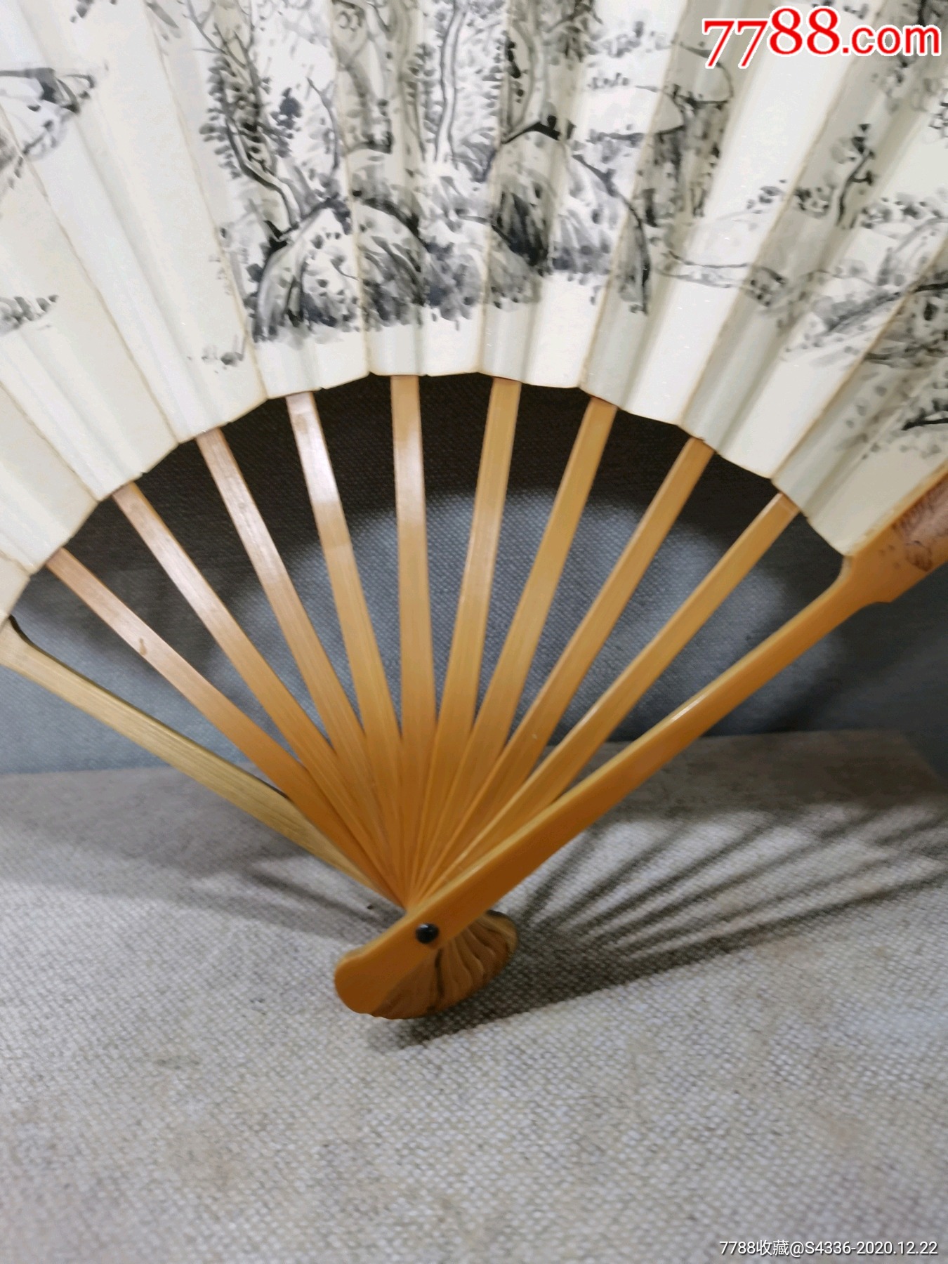 民国精美烫画非物质文化遗产山水扇骨扇面