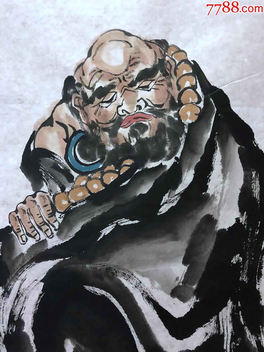 书画10150著名画家吕君柏人物画伏虎罗汉