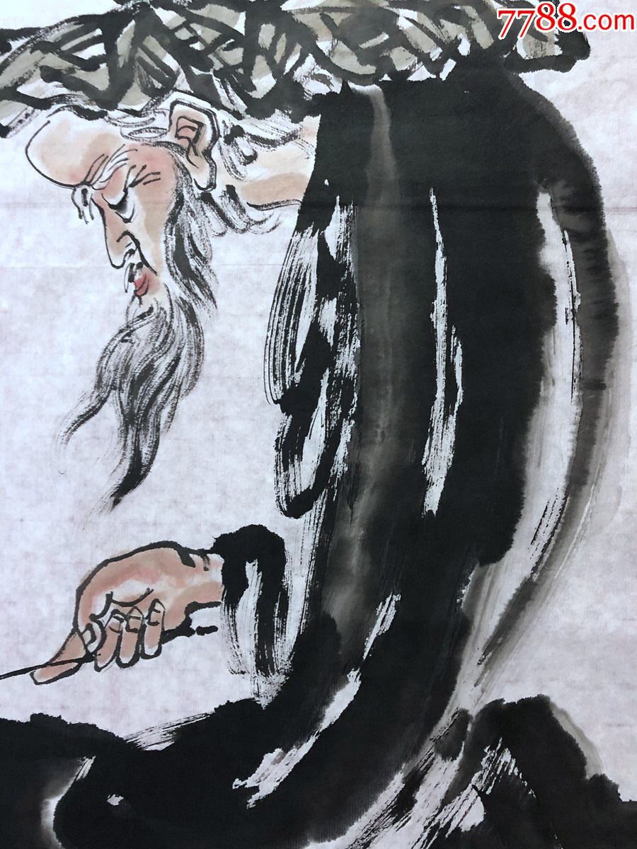 书画10154,著名画家【吕君柏】人物画,太公钓鱼图