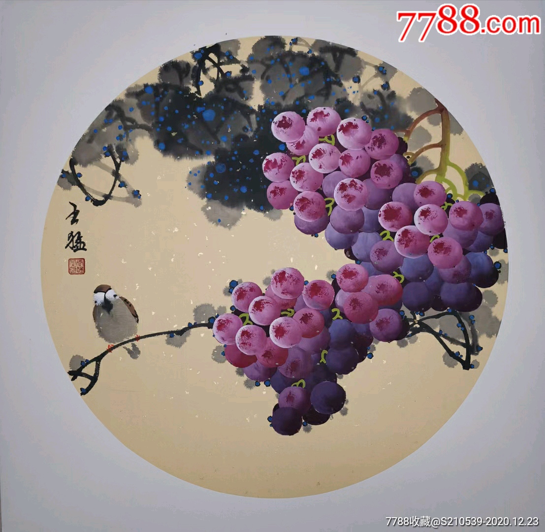 王猛老师作品,50x50厘米,团扇软卡_人物国画原作_第9张_7788字画网