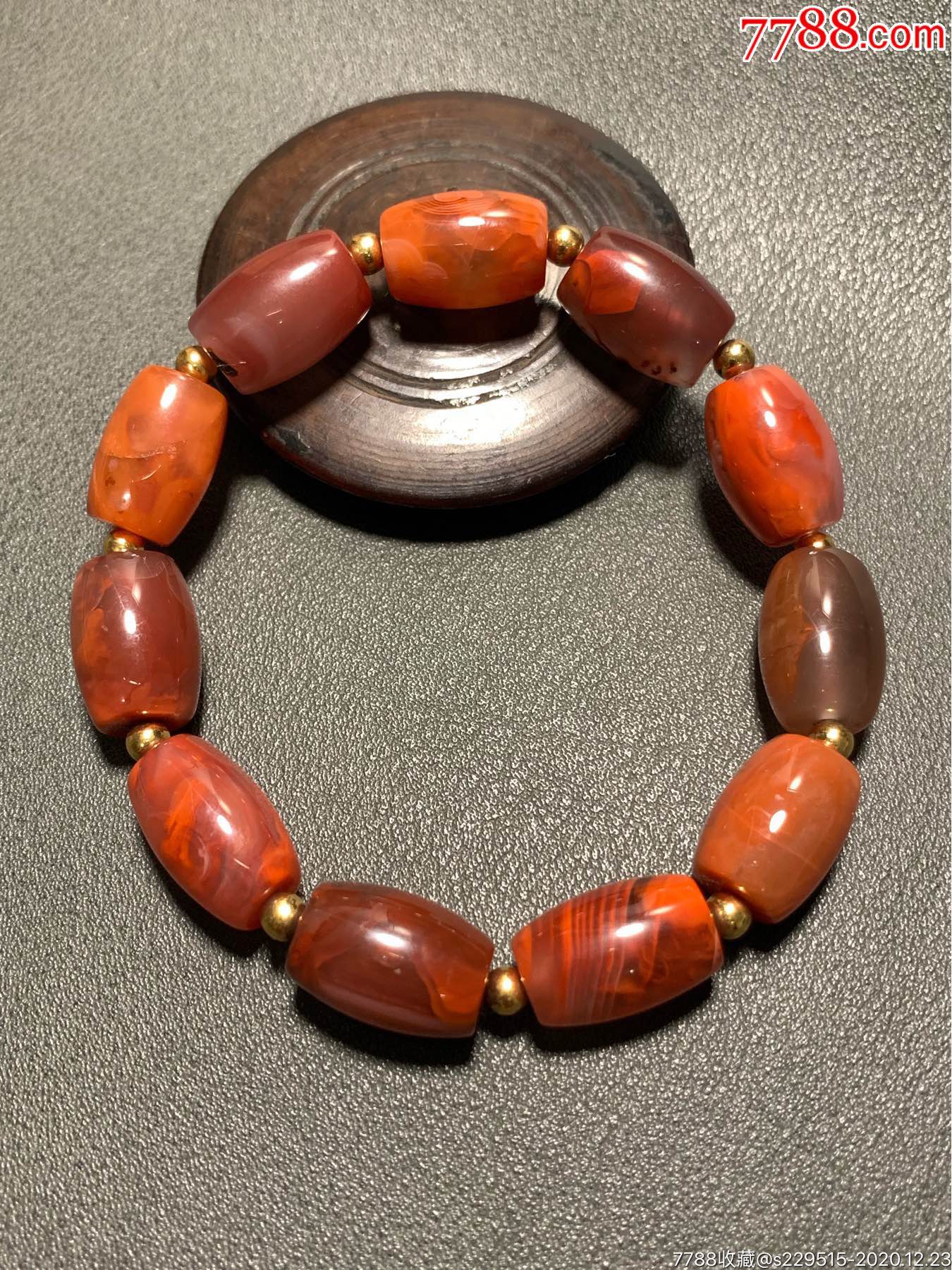 川南红桶珠手串手链34.6克