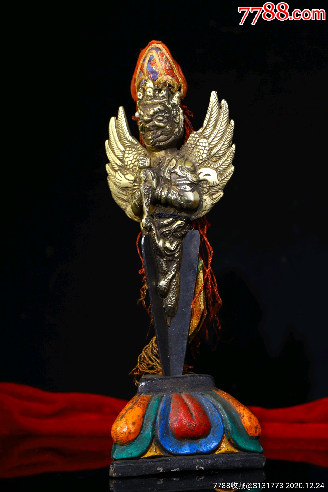 藏地纯铜法器大鹏金翅鸟金刚杵法器铜胎纯手工敲打錾刻大鹏金翅鸟法器