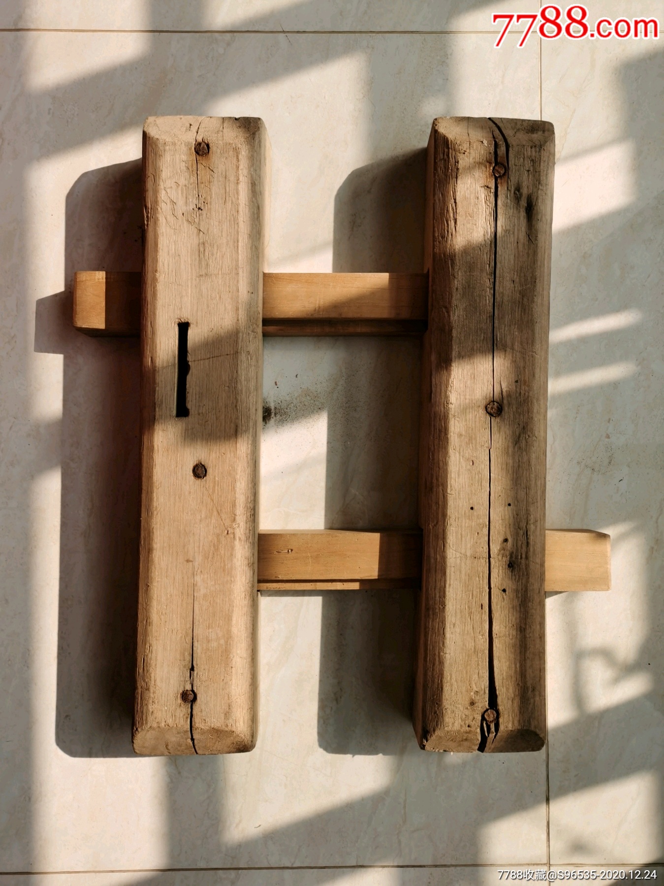 非常少见,超大超重,清代正大门,双钥匙双开木锁