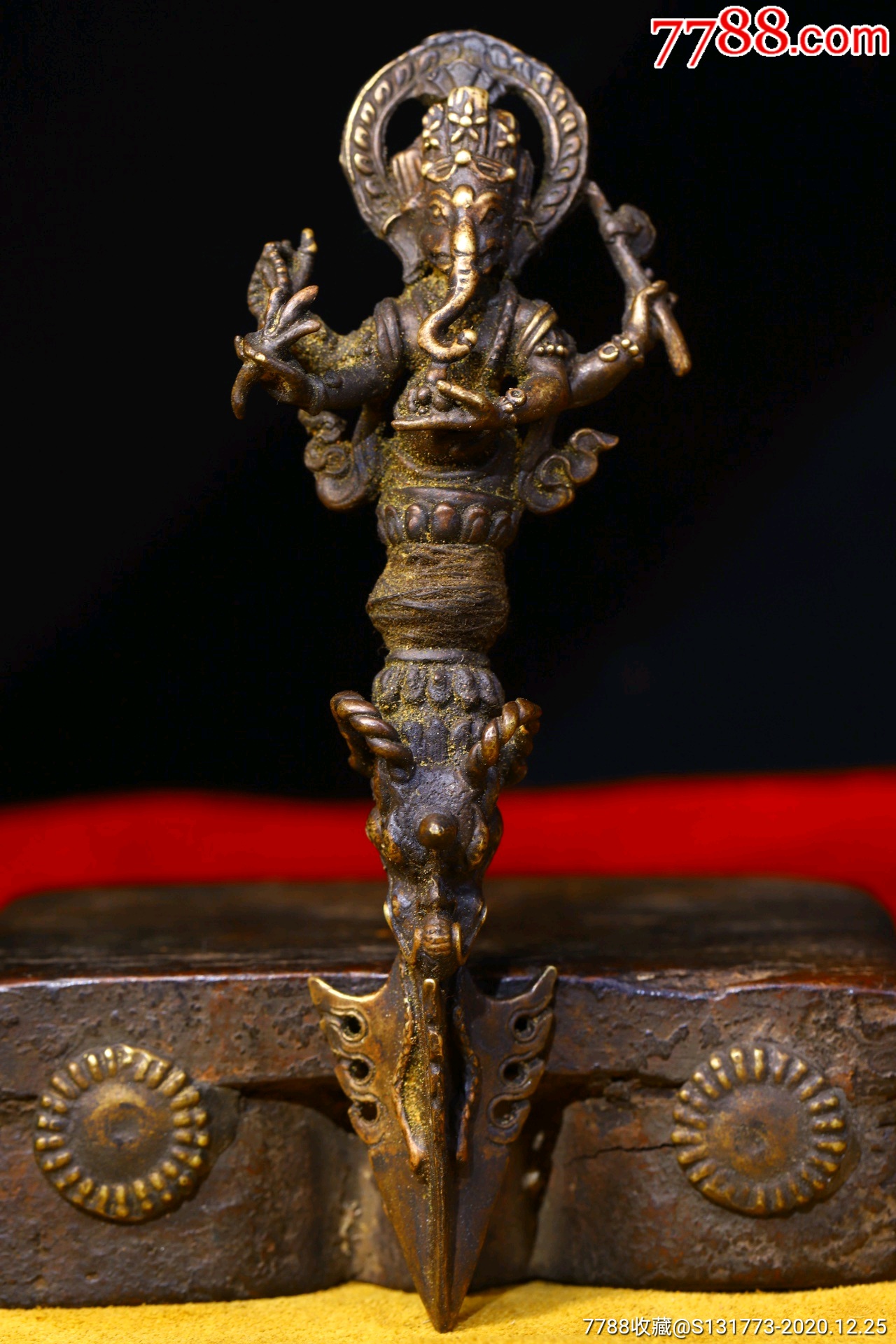 藏地铜胎精雕象神金刚杵法器铜法器铜胎纯手工敲打錾刻法器