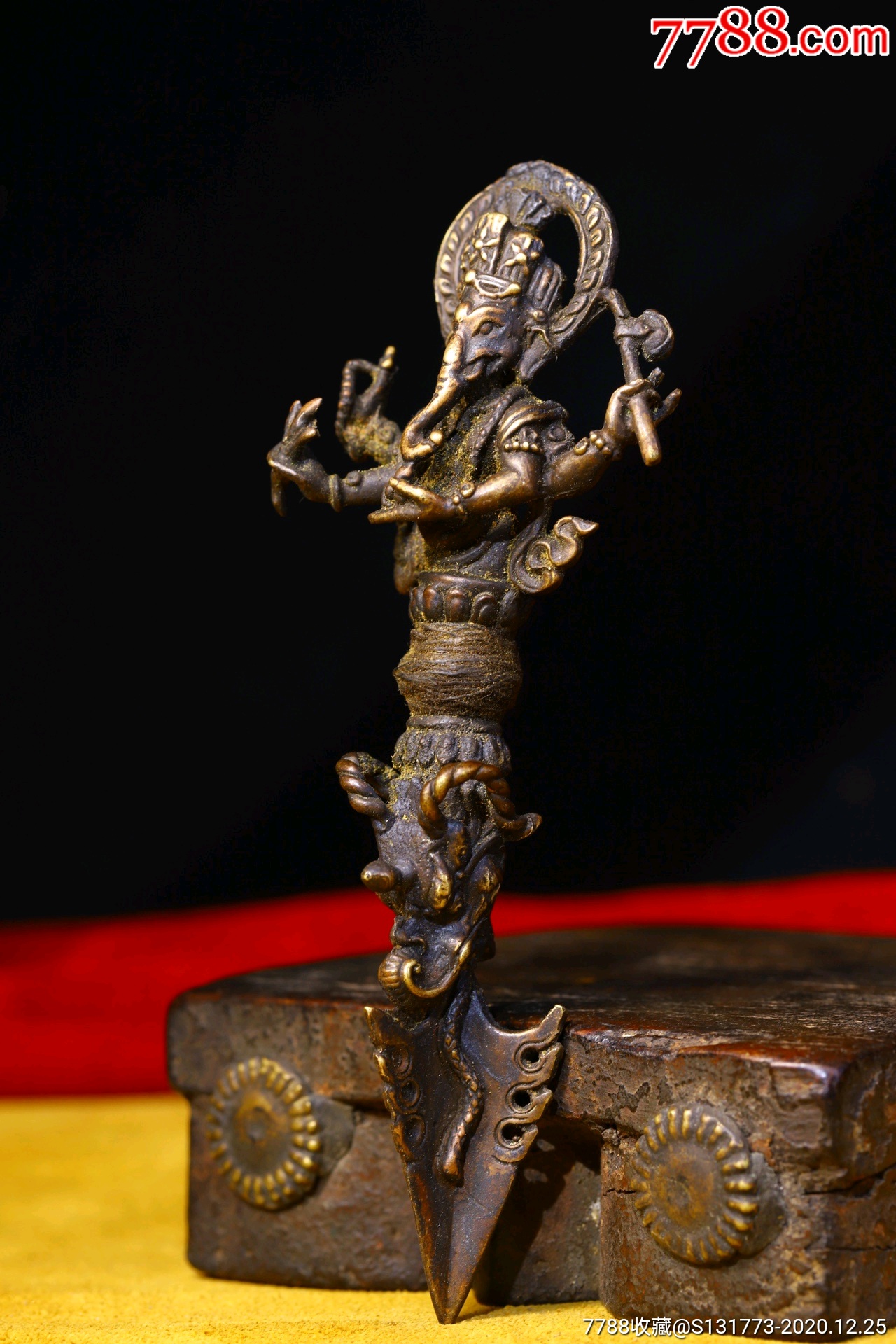 藏地铜胎精雕象神金刚杵法器铜法器铜胎纯手工敲打錾刻法器_其它佛/道