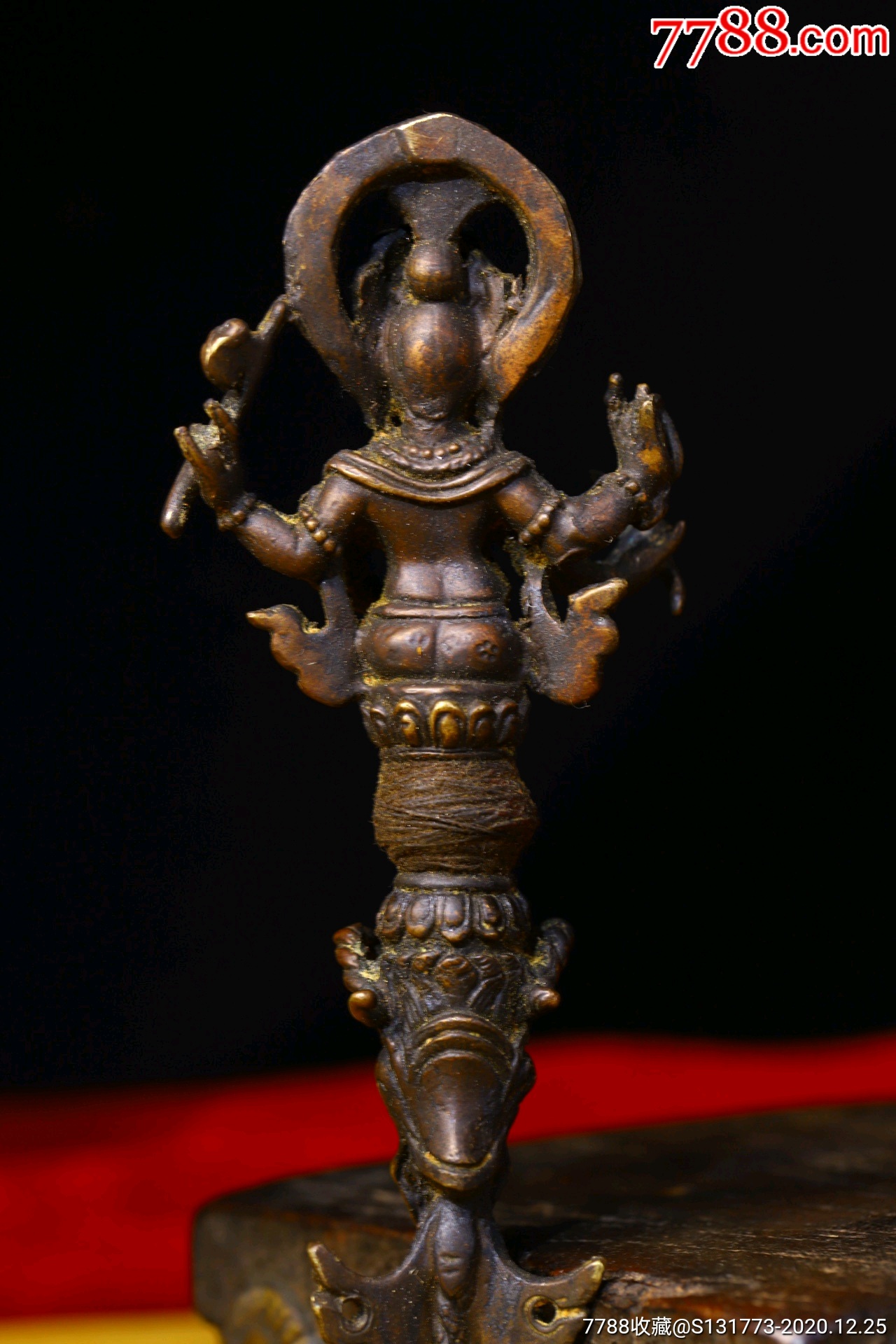 藏地铜胎精雕象神金刚杵法器铜法器铜胎纯手工敲打錾刻法器_其它佛/道