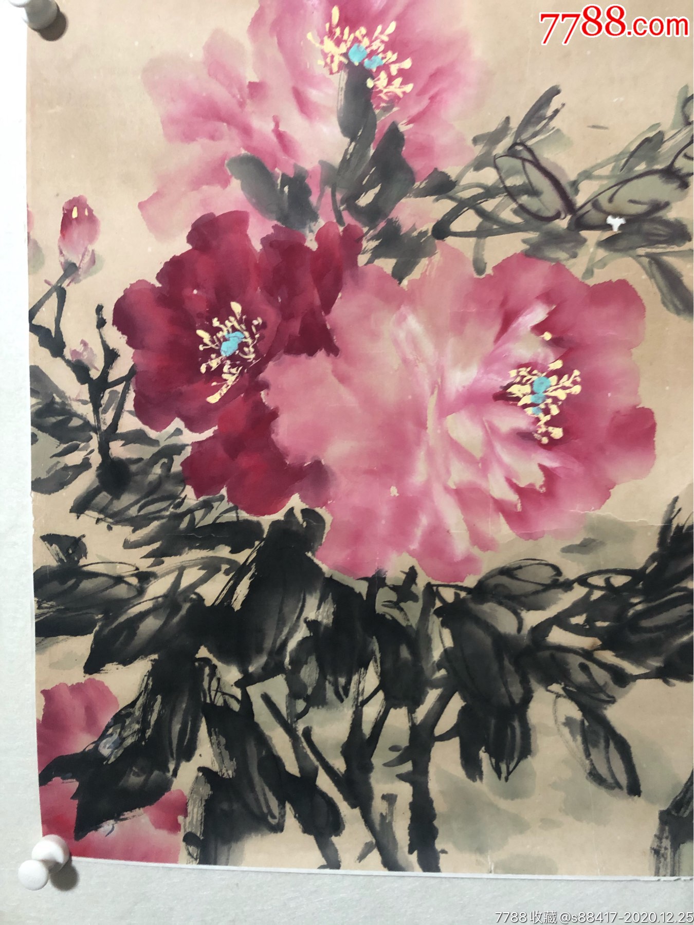 唐玉润牡丹(尺寸61x61)_花鸟国画原作_第2张_7788铜器收藏