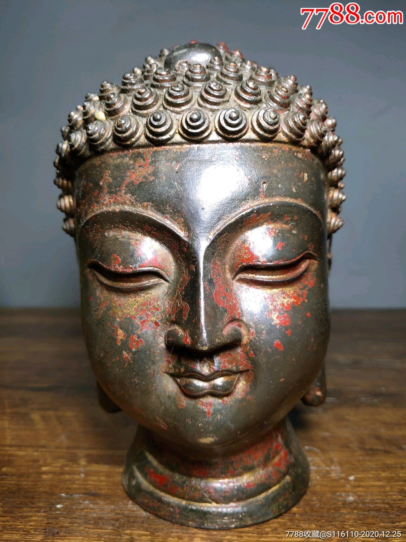 珍藏纯铜鎏金佛像释迦牟尼佛头一尊恭请供奉佛像摆件