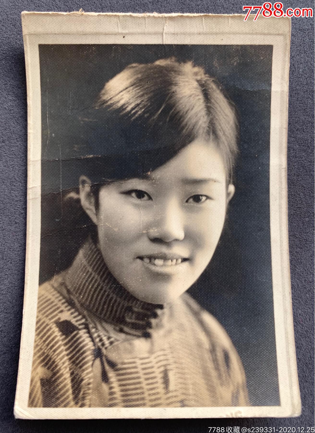 民国时期女子银盐肖像照一枚(相纸较厚,银盐漂亮)-老照片-7788老照片