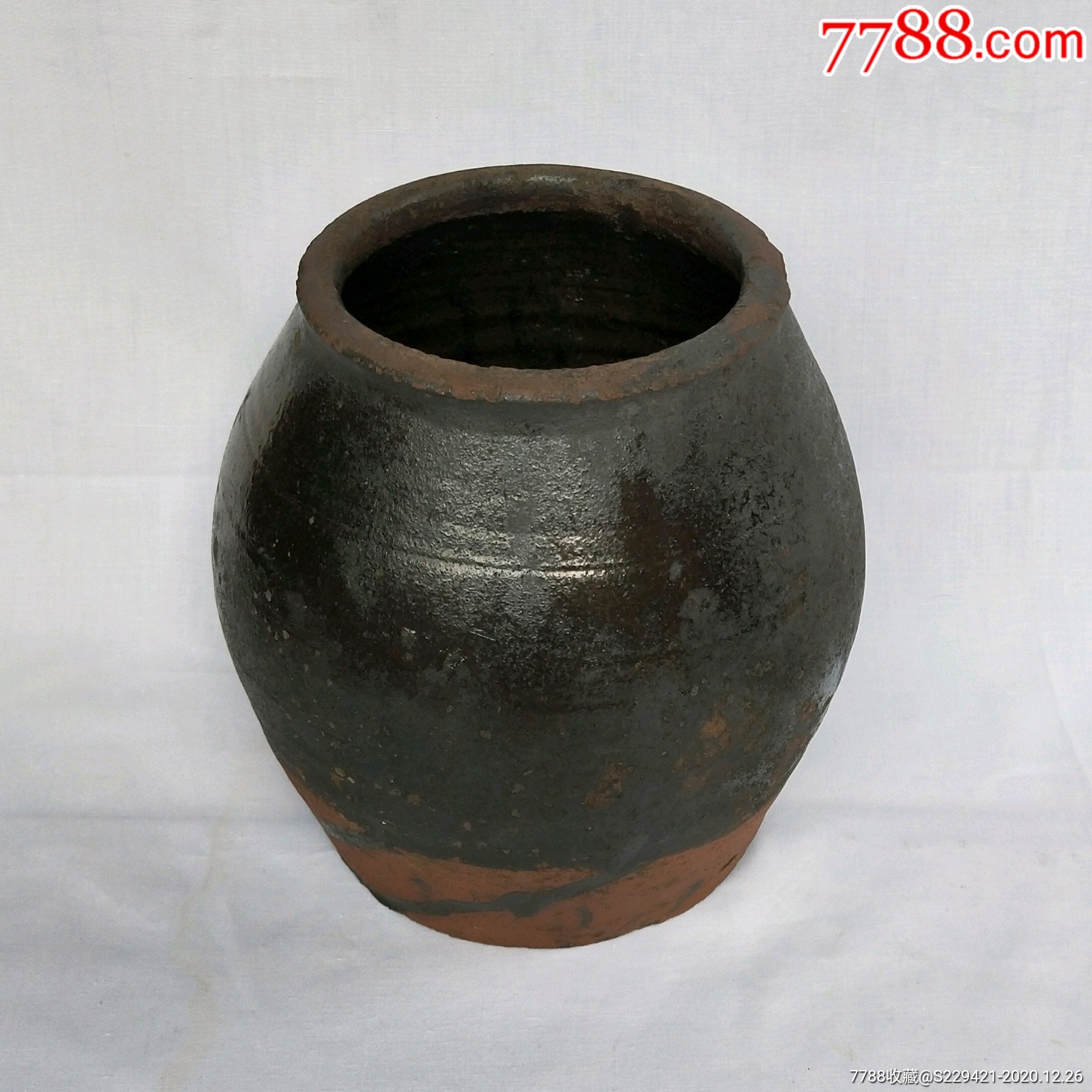 清代手工原创艺术黑釉陶罐收纳小坛怀旧收藏摆件装饰品