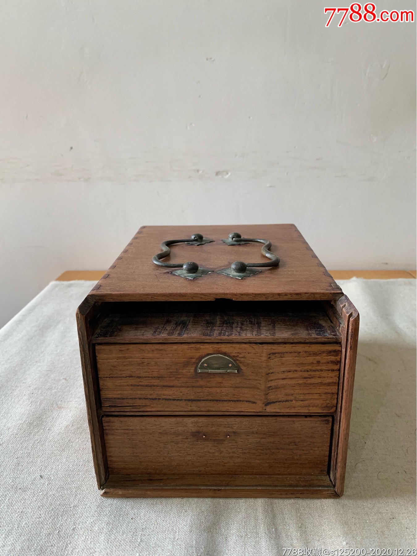 古董古玩收藏杂项清代黄花梨木盒木匣子首饰盒木器小木