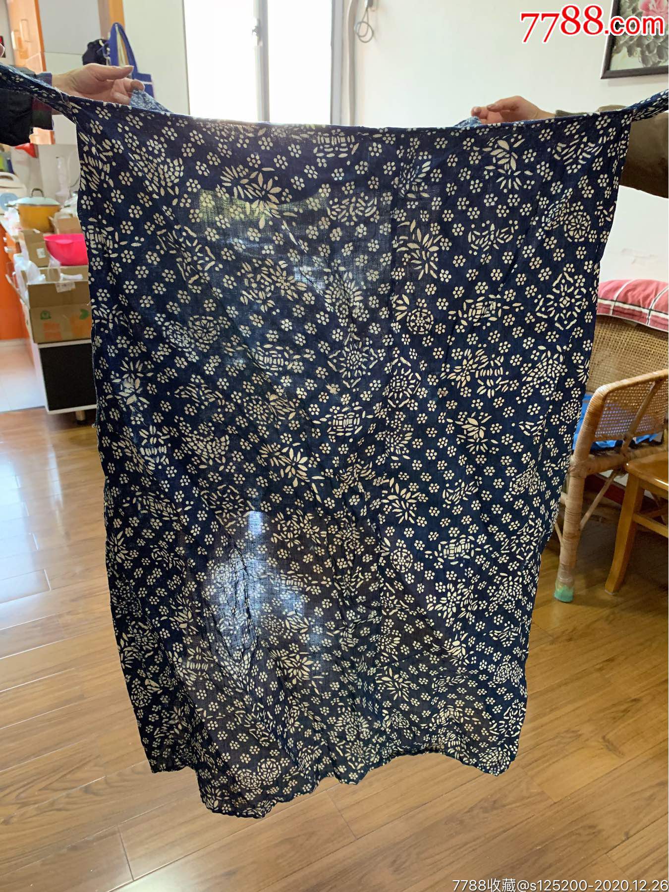 古董古玩收藏清代杂项婴儿迷你蚊帐手工老蚊帐老帐子老土布老蓝布