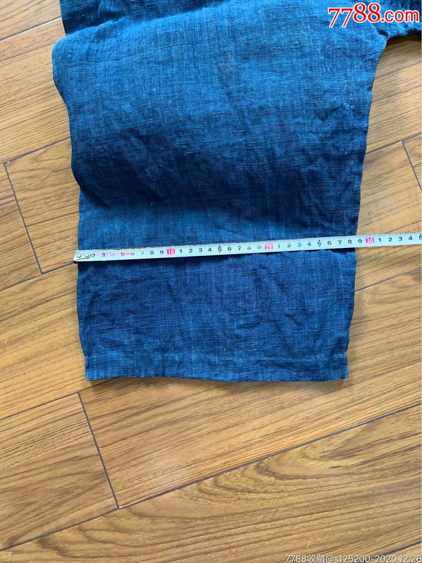 古董古玩收藏杂项近代服饰布料老蓝布土布裤子蓝花布民俗收藏