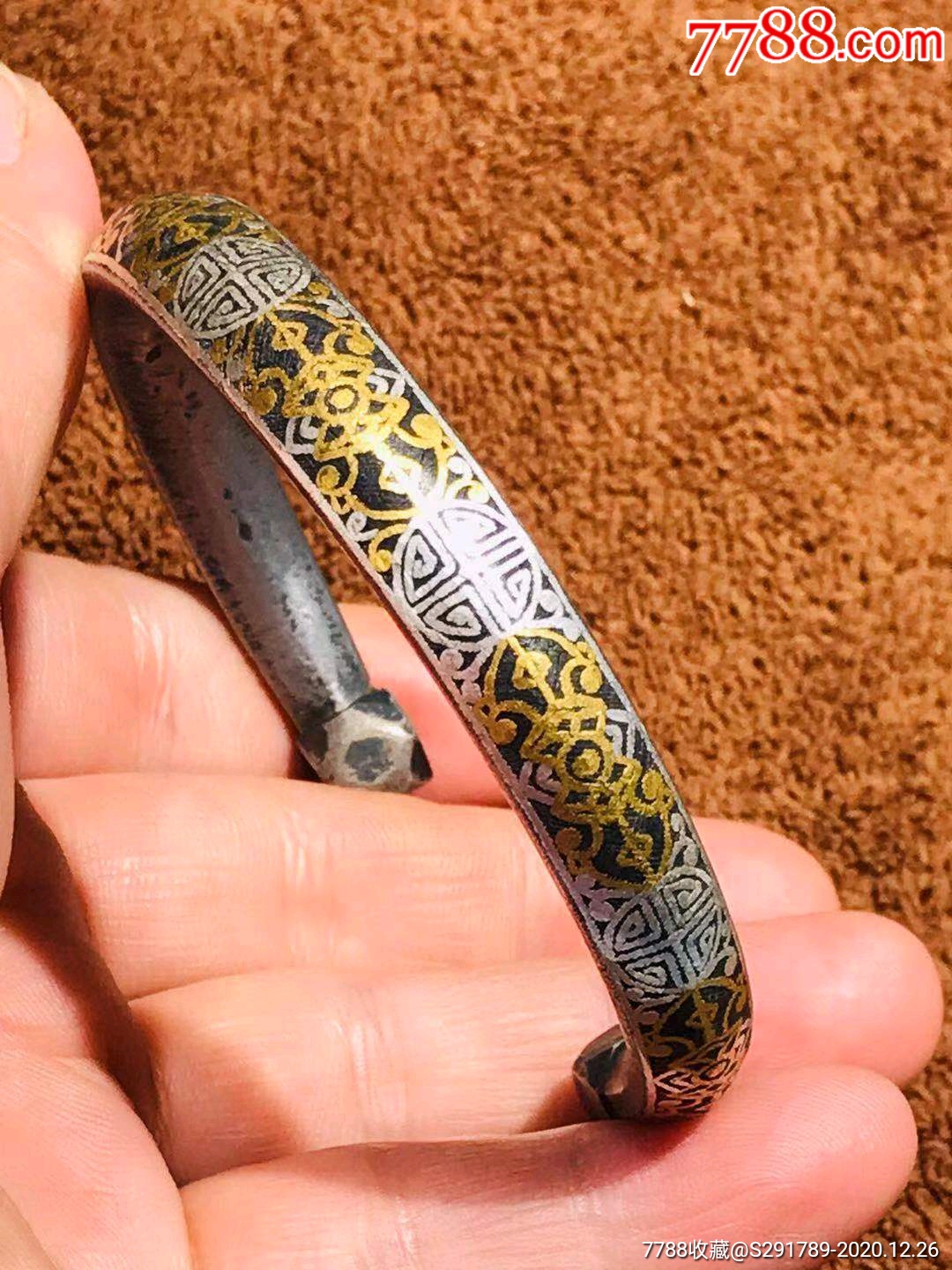 天铁措金银喜寿手镯