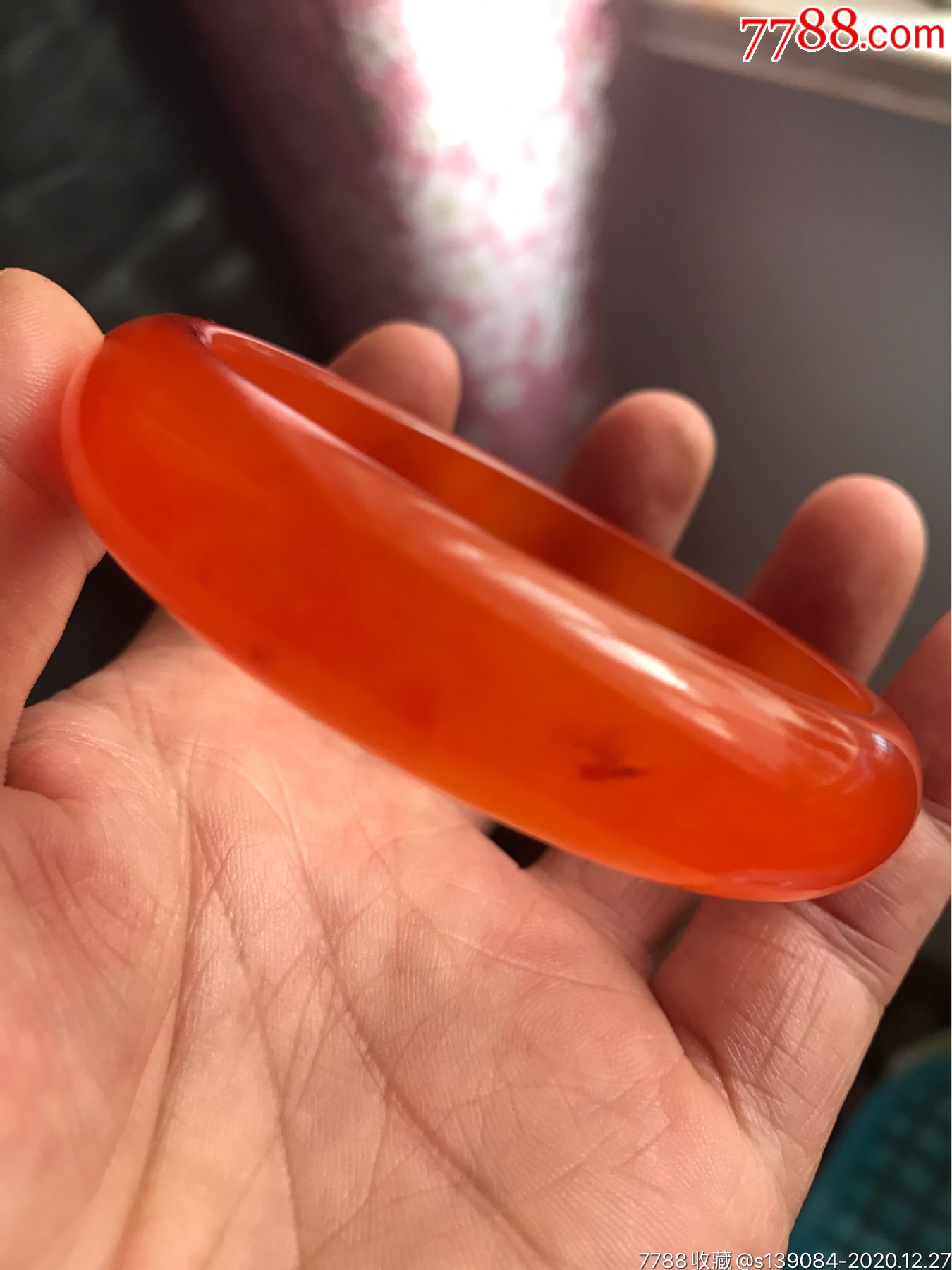 新疆金丝玉红色宝石光手镯,包真-其他玉石/玉器-7788工艺品