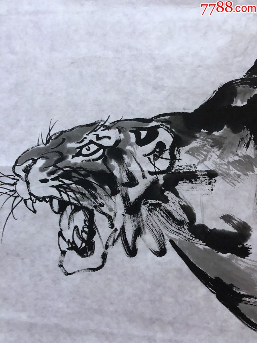 书画10191著名画家吕君柏花鸟画老虎一声雷鸣千里