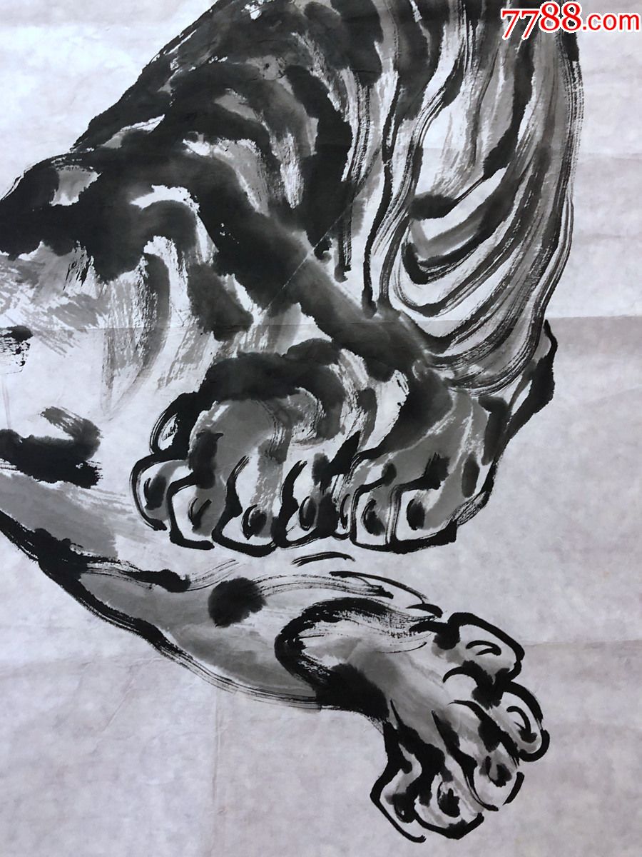 书画10191著名画家吕君柏花鸟画老虎一声雷鸣千里