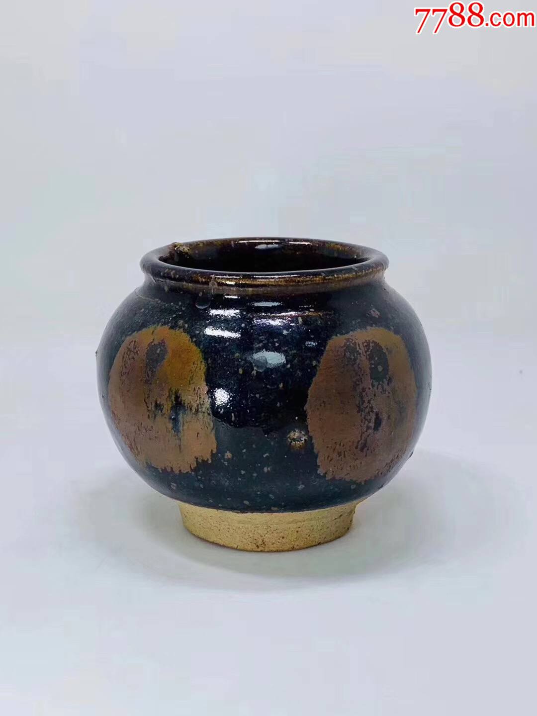 金元黑釉铁锈斑茶叶罐