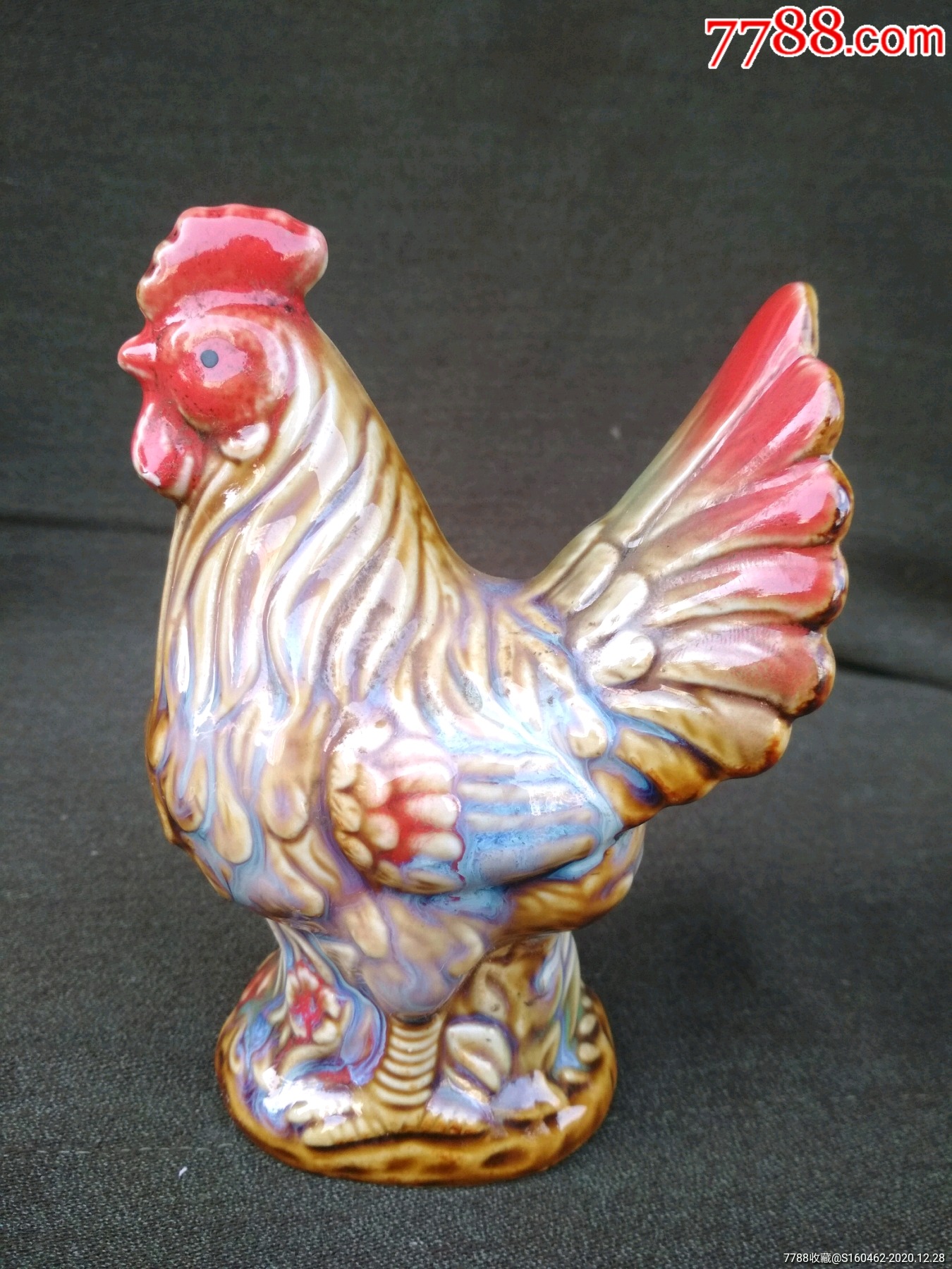 瓷公鸡老摆件-彩绘瓷/彩瓷-7788烟酒茶牌