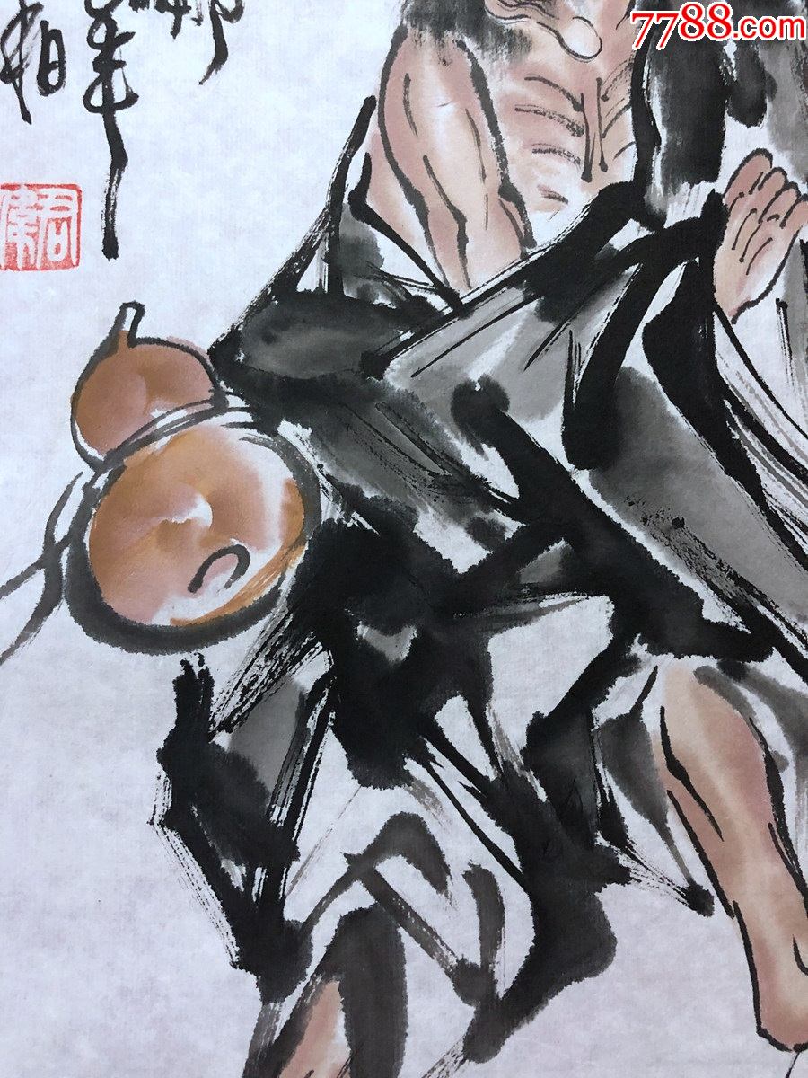 书画原作10212,著名画家【吕君柏】人物画,济公活佛