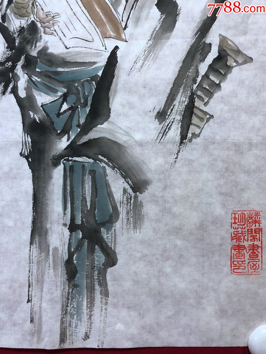 书画10216,著名画家【吕君柏】人物画,关羽