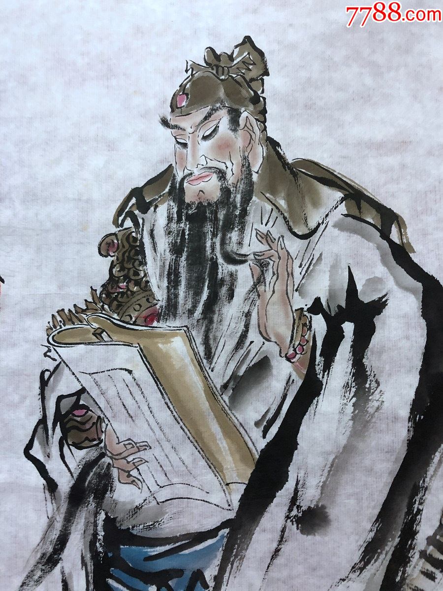 书画原作10218,著名画家【吕君柏】人物画,关羽