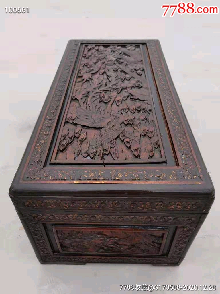 清末民初时期樟木箱一个满工雕刻纯手工雕刻保存完好尺寸如图