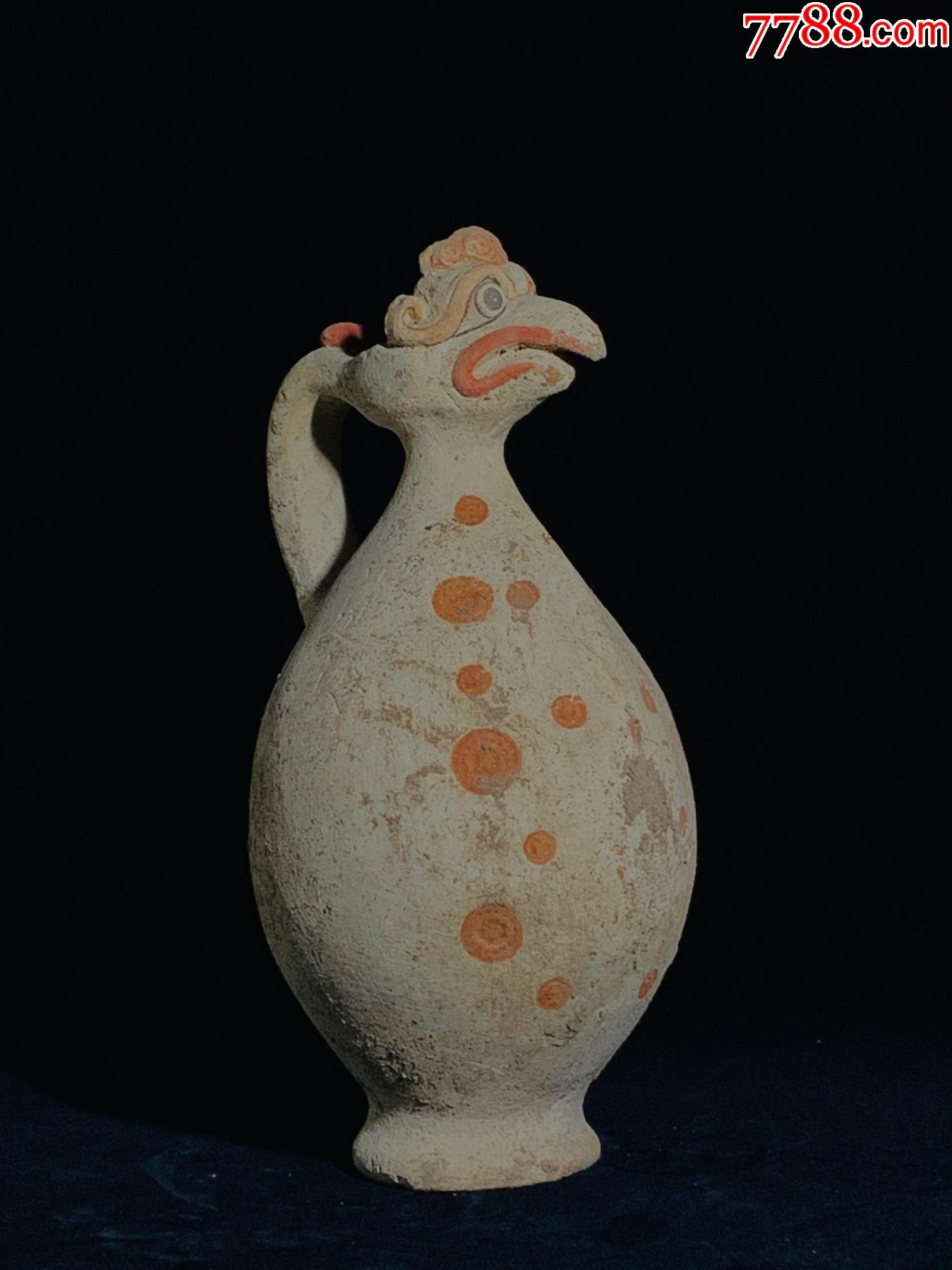 唐代白釉风首陶壶