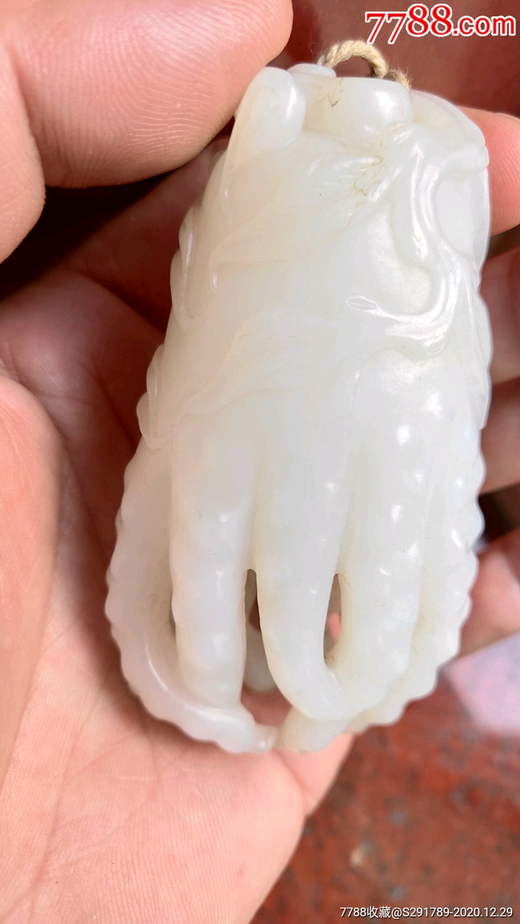 老羊脂白玉佛手