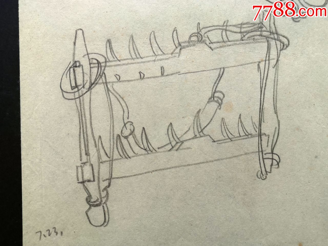 著名摄影家张一群手绘素描速写画稿原作《农具》6张合售包真