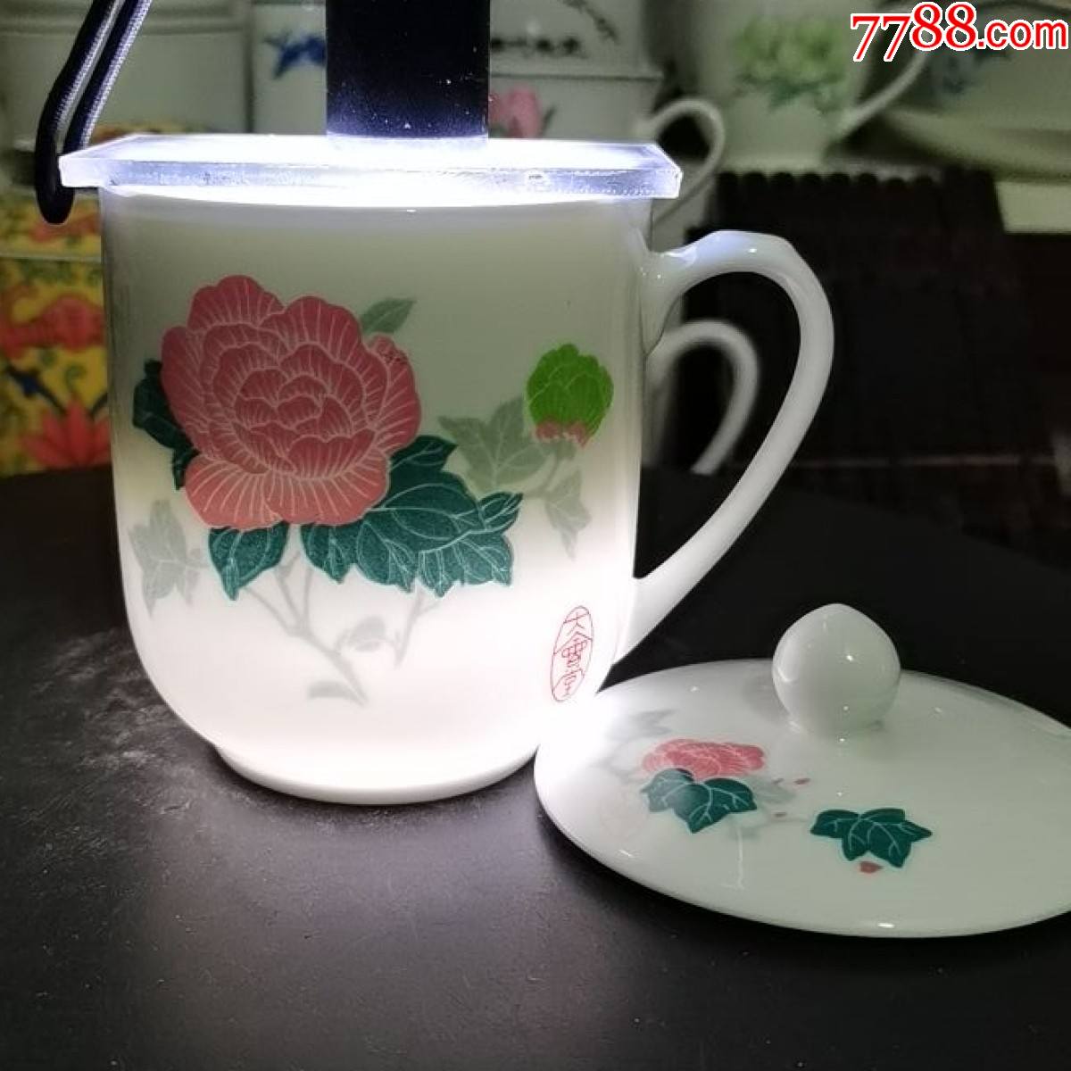 90年代醴陵大会堂红牡丹杯_第1张_7788陶瓷