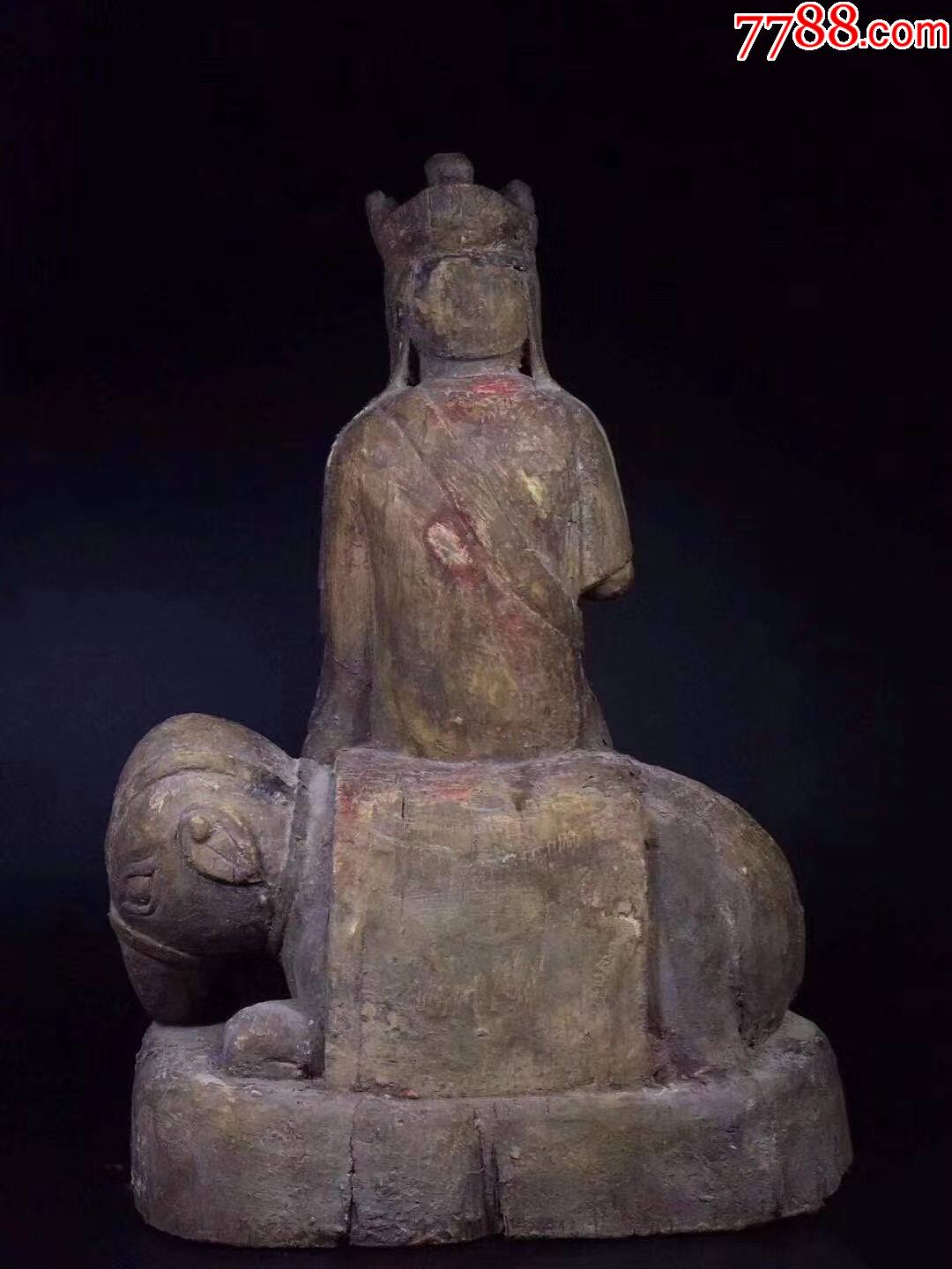 元代彩绘普贤菩萨木雕像_木佛像/人像_第5张_7788铜器收藏