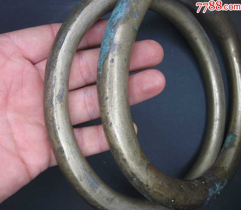 清代大个老铜环一对,3.5斤