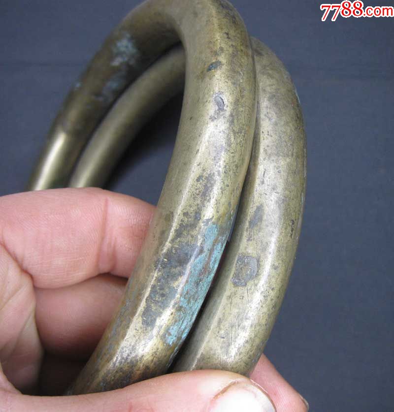 清代大个老铜环一对,3.5斤