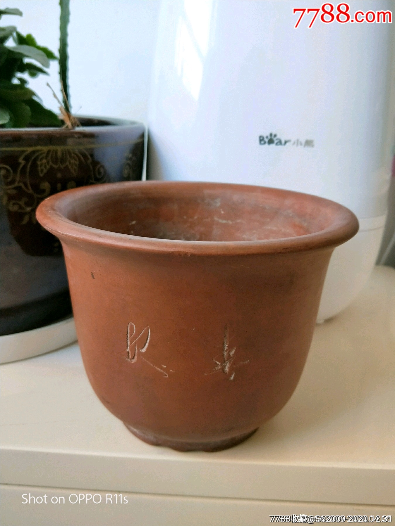 六七十年代全品喜鹊登梅纹紫砂花盆_古玩于的店【7788烟酒茶牌】