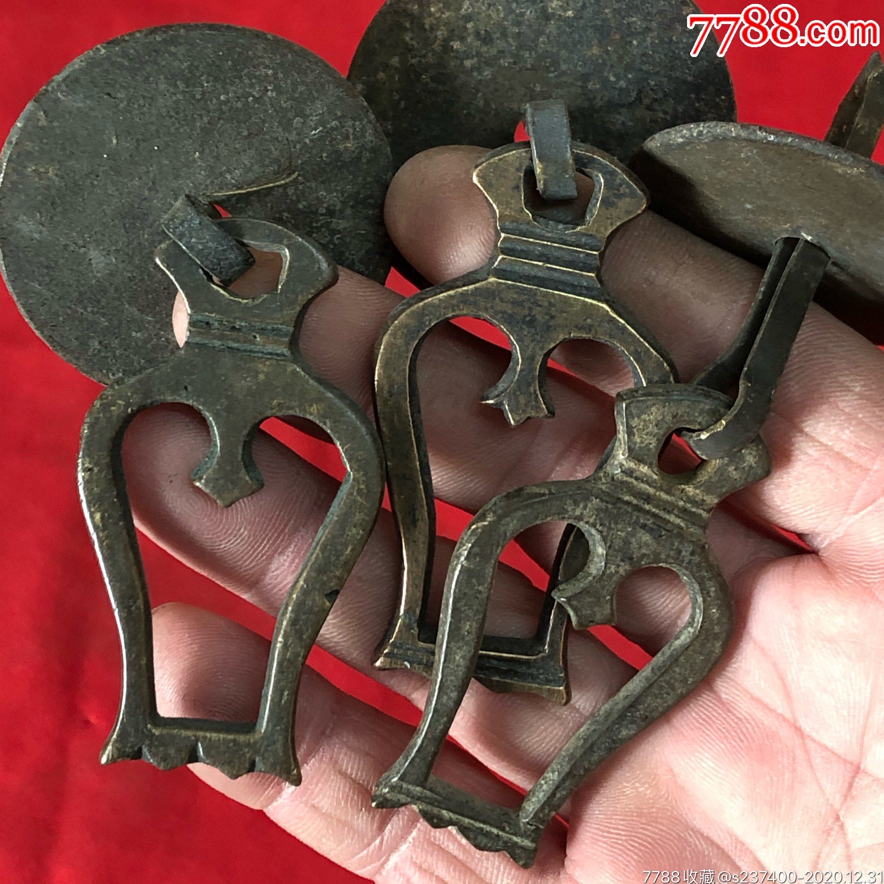 老铜拉手民国老货镂空门箱柜老铜拉手品好怀旧配老家具保真包老