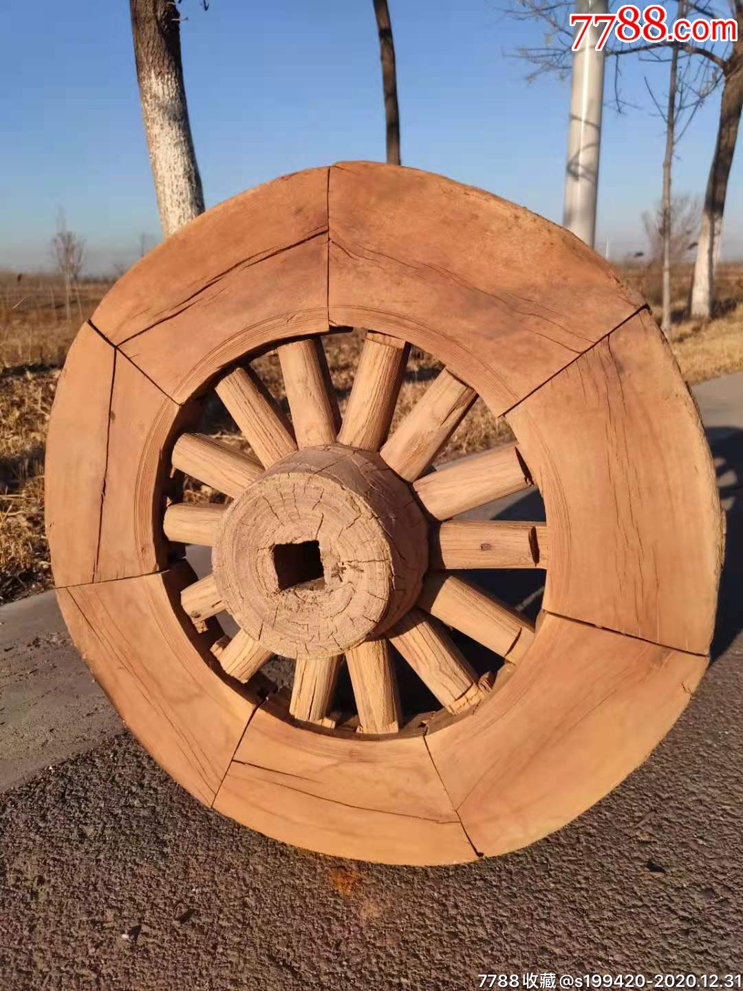 清代老枣木车轱辘品相如图独特漂亮象征财源滚滚来公司酒店客厅办公室