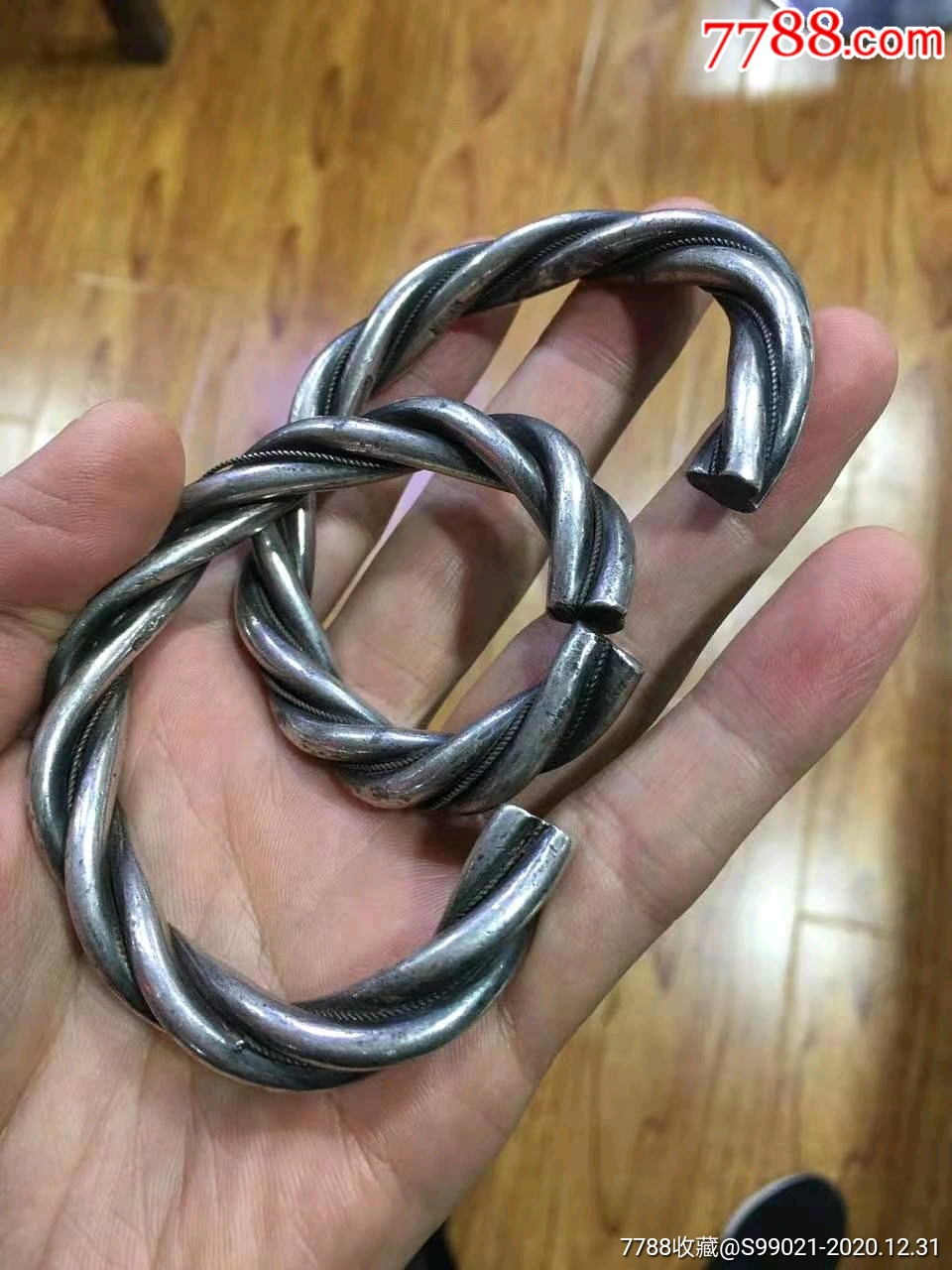 清代麻花银镯子